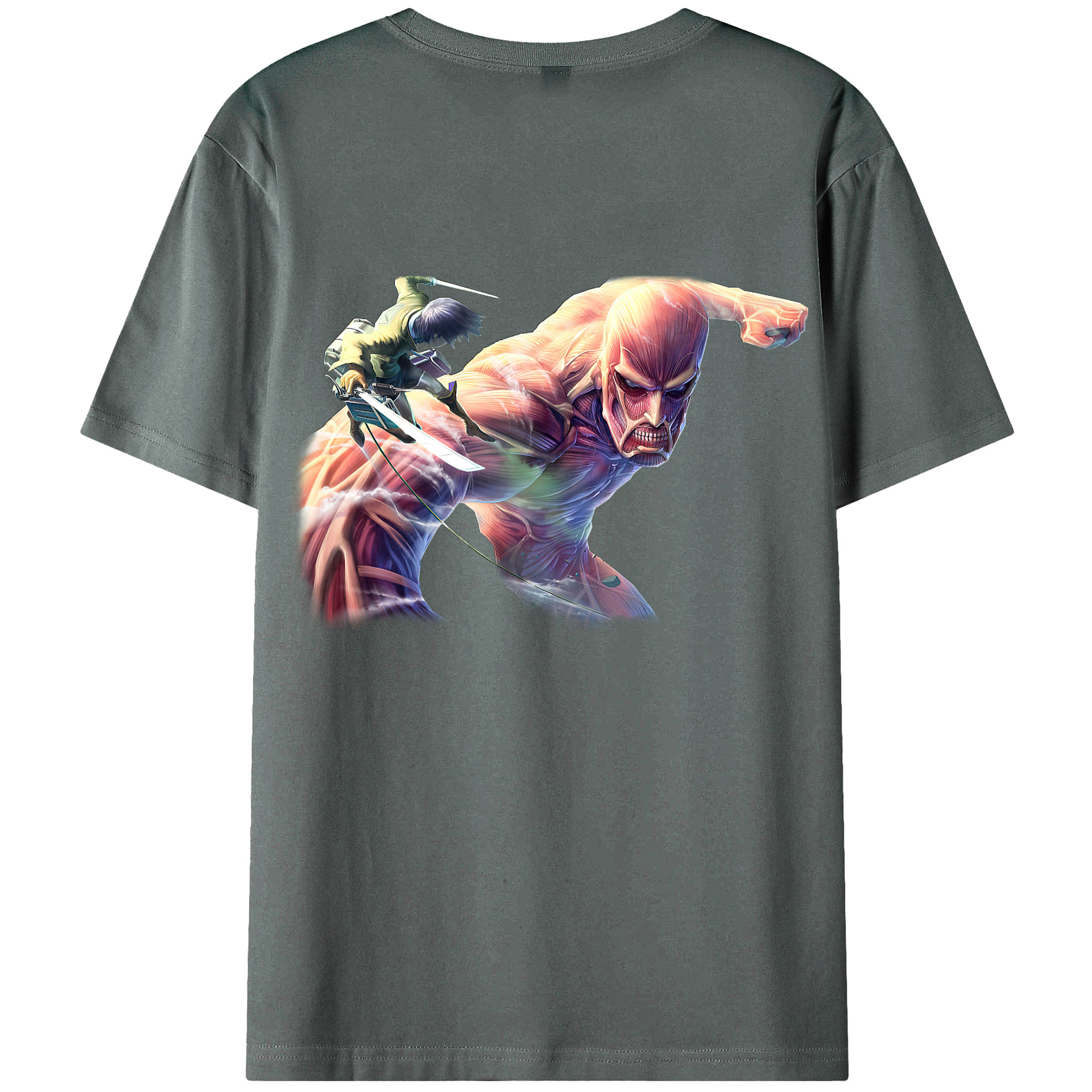 （画像用） 進撃の巨人 Attack on Titan 綿100％ メンズ半袖Tシャツ（バックプリント） 通気性